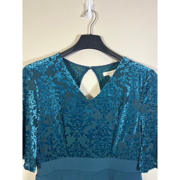 NEW! Francesca's teal flutter sleeve velvet lined romper womens size L - Picture 3 of 9